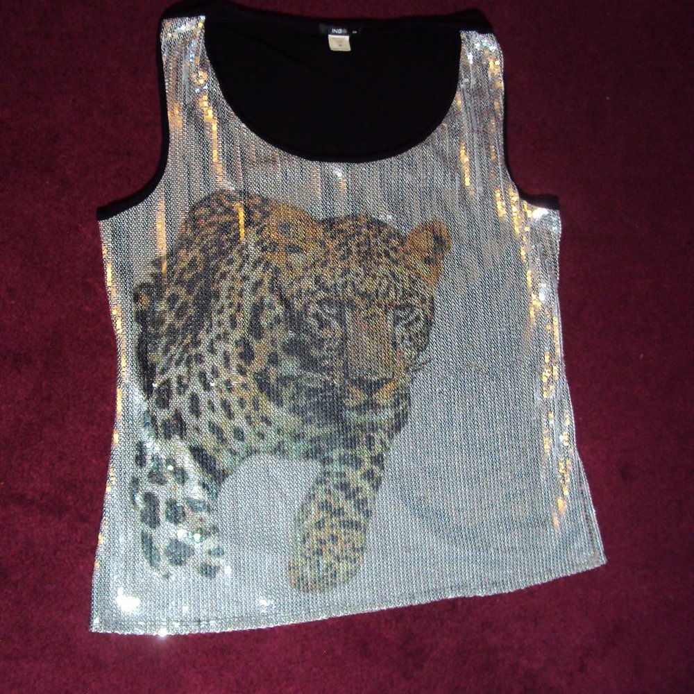 Tank Top, Bling Wild Cat Approaching. Jaguar.